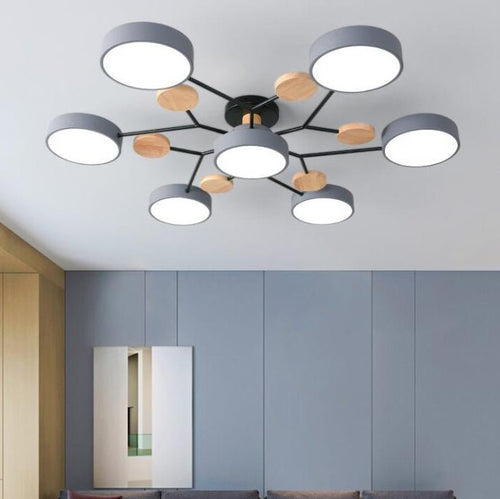 Contemporary Scandinavian Round Molecule Branch Design LED Semi-Flush Mount Ceiling Light For Living Room - Interior Craft House -
