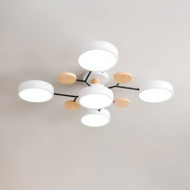 Contemporary Scandinavian Round Molecule Branch Design LED Semi-Flush Mount Ceiling Light For Living Room - Interior Craft House -