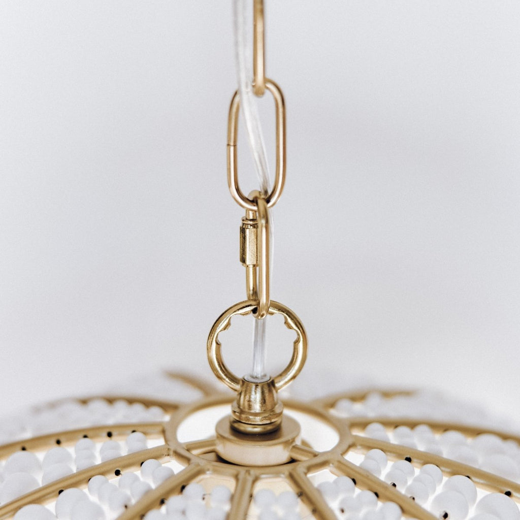 Estelle Beaded Dome Pendant Light - Gold/White - Interior Craft House - Pendant Lights