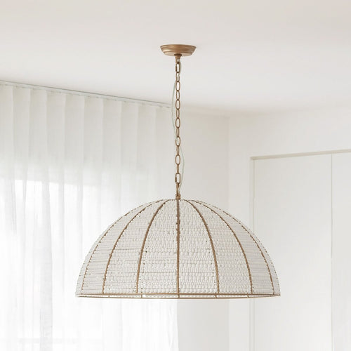 Estelle Beaded Dome Pendant Light - Gold/White - Interior Craft House - Pendant Lights