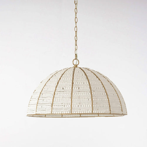 Estelle Beaded Dome Pendant Light - Gold/White - Interior Craft House - Pendant Lights