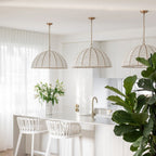 Estelle Beaded Dome Pendant Light - Gold/White - Interior Craft House - Pendant Lights