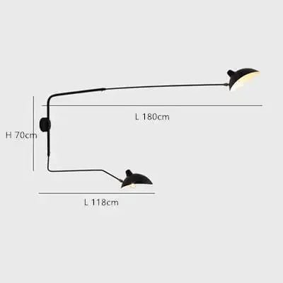 French Style Long Arm Adjustable Aluminium Wall Sconce - Interior Craft House -