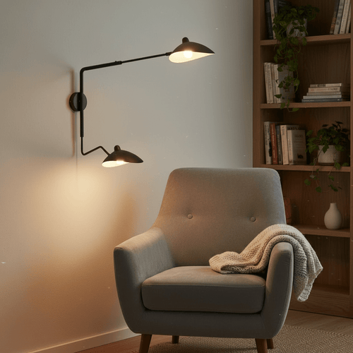 French Style Long Arm Adjustable Aluminium Wall Sconce - Interior Craft House -
