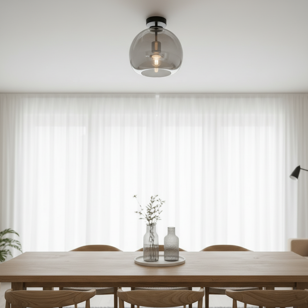 Glass Globe Ceiling Light – Close-Up Lifestyle