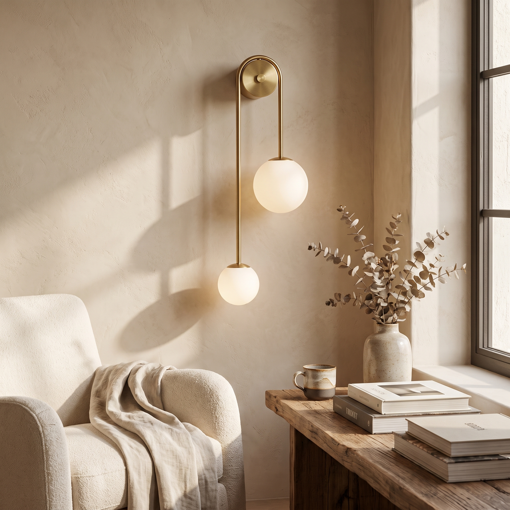 Applique murale moderne abat-jour boule de verre LED Or
