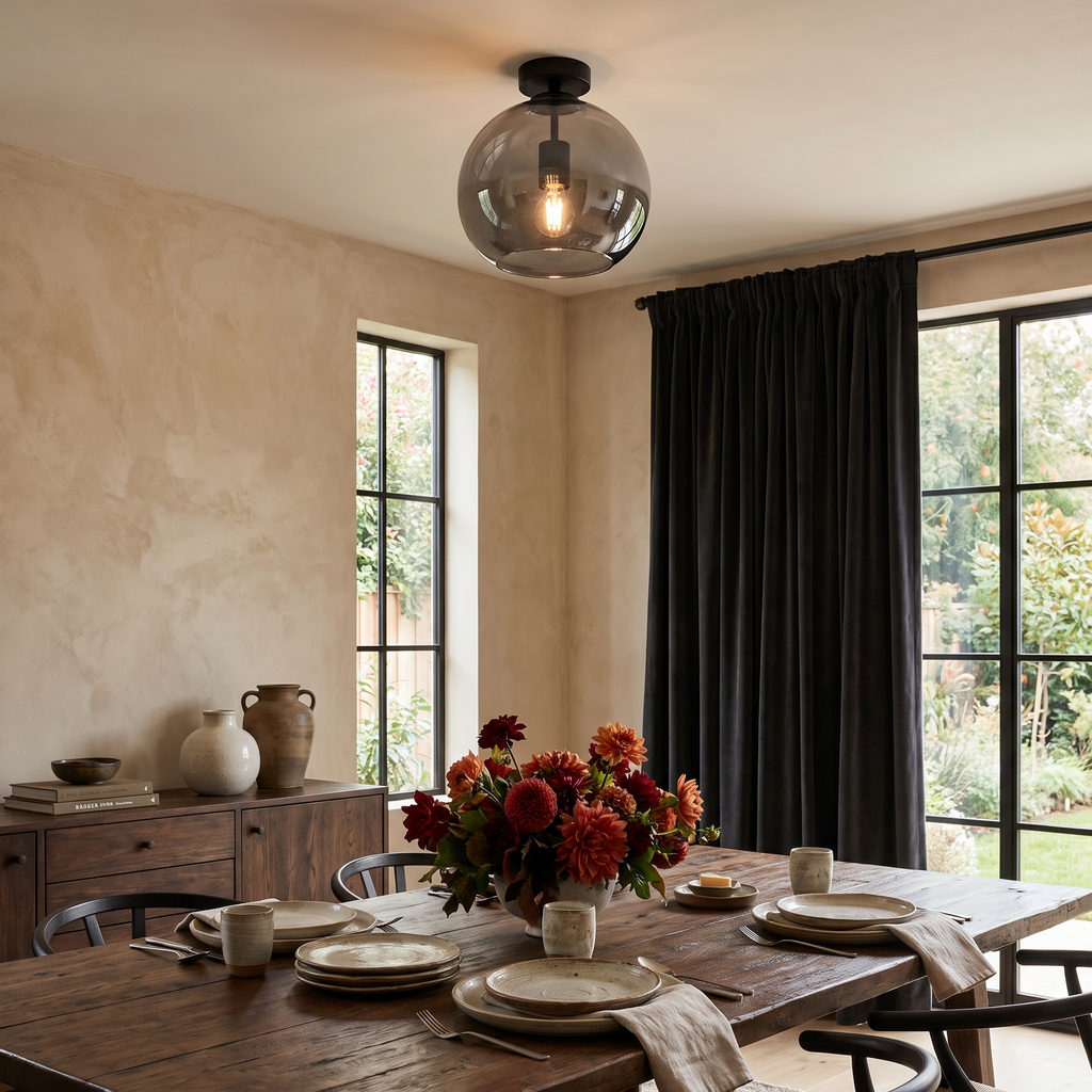 Plafonnier moderne LED en verre couleur cognac style nordique