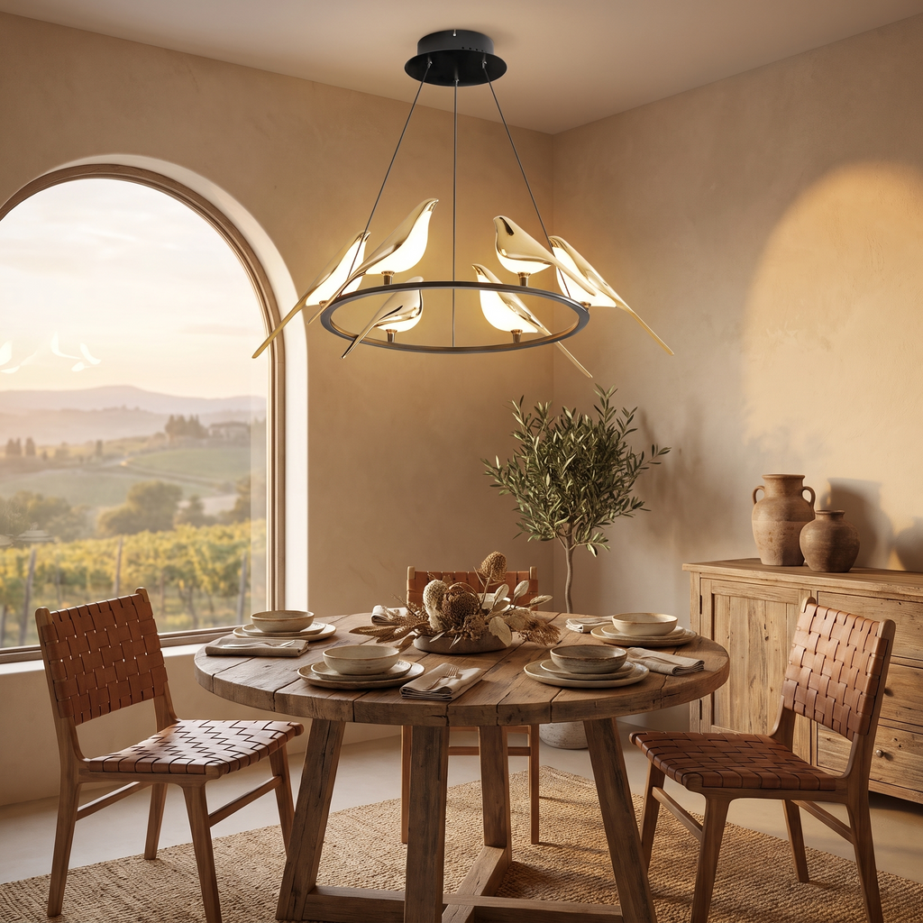 Lustre de plafond moderne Magpie Chambre à coucher avec éclairage LED oiseau