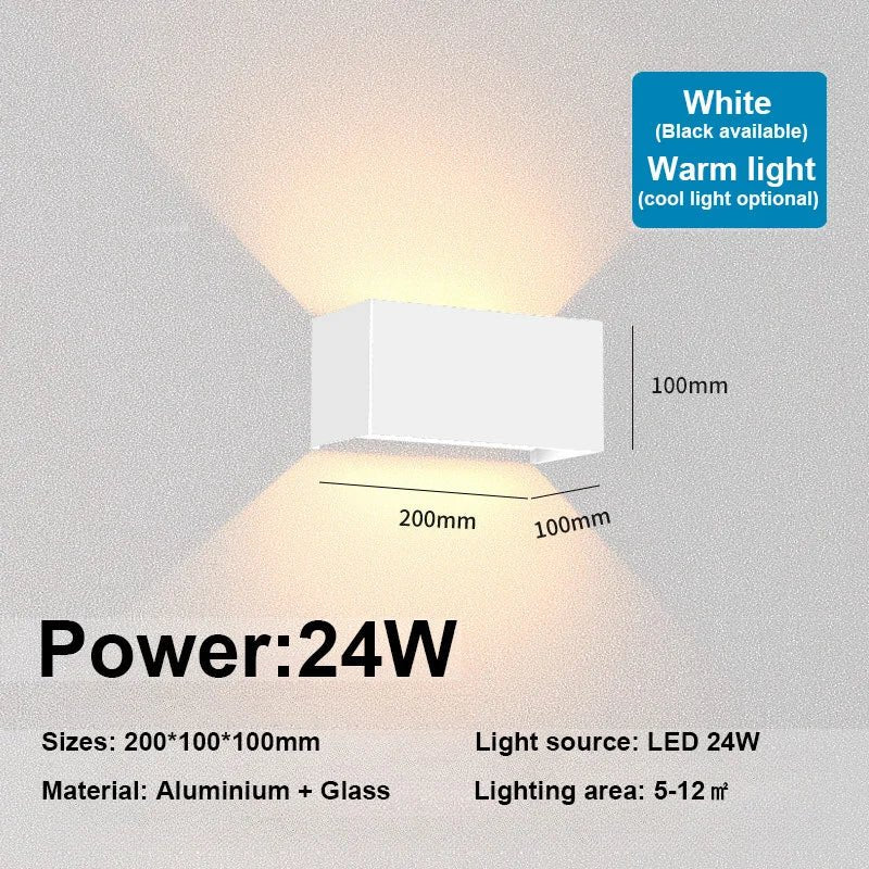 IP65 Waterproof LED Wall Sconce Aluminium Glass Up Down - Interior Craft House -