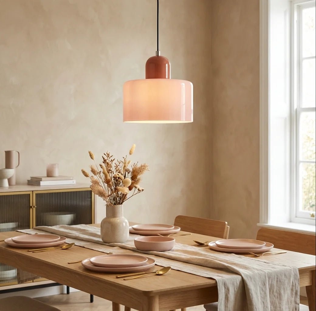 Macaron Two-Tone Coloured Glass Drum Pendant Light - Interior Craft House -