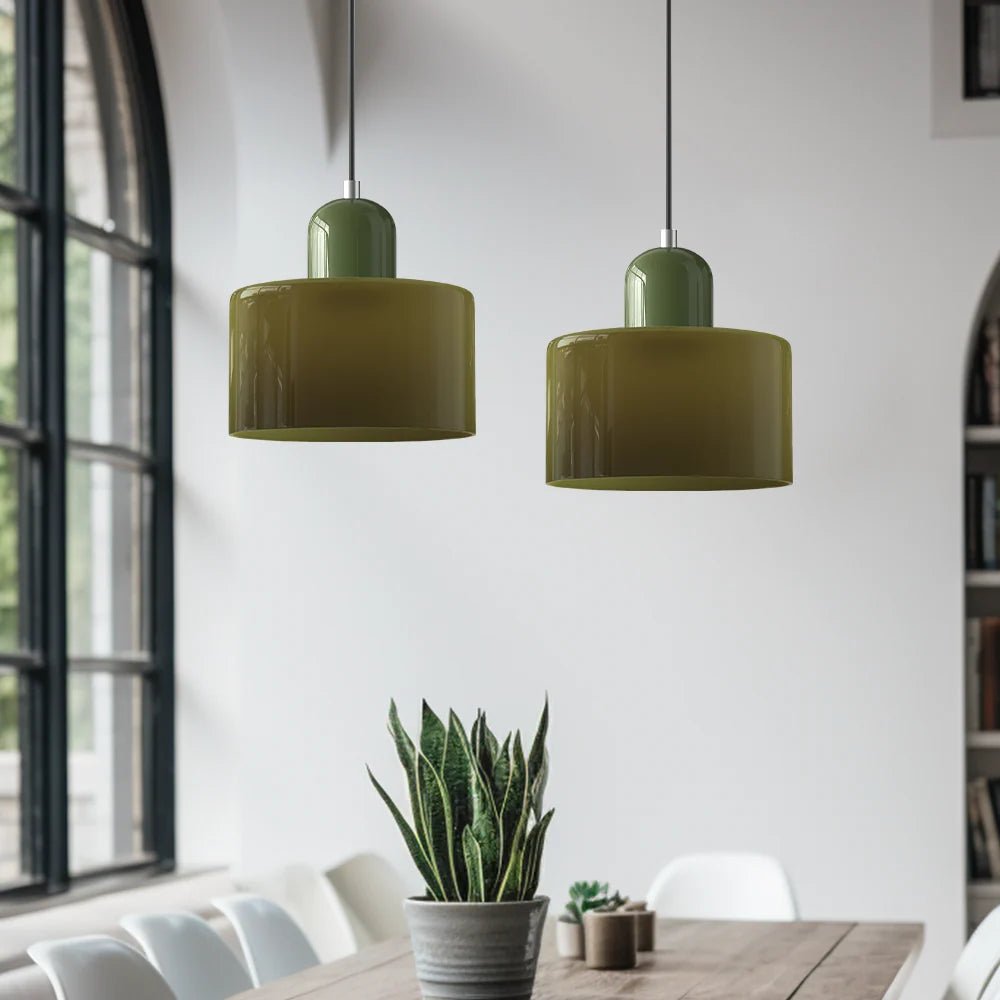 Macaron Two-Tone Coloured Glass Drum Pendant Light - Interior Craft House -