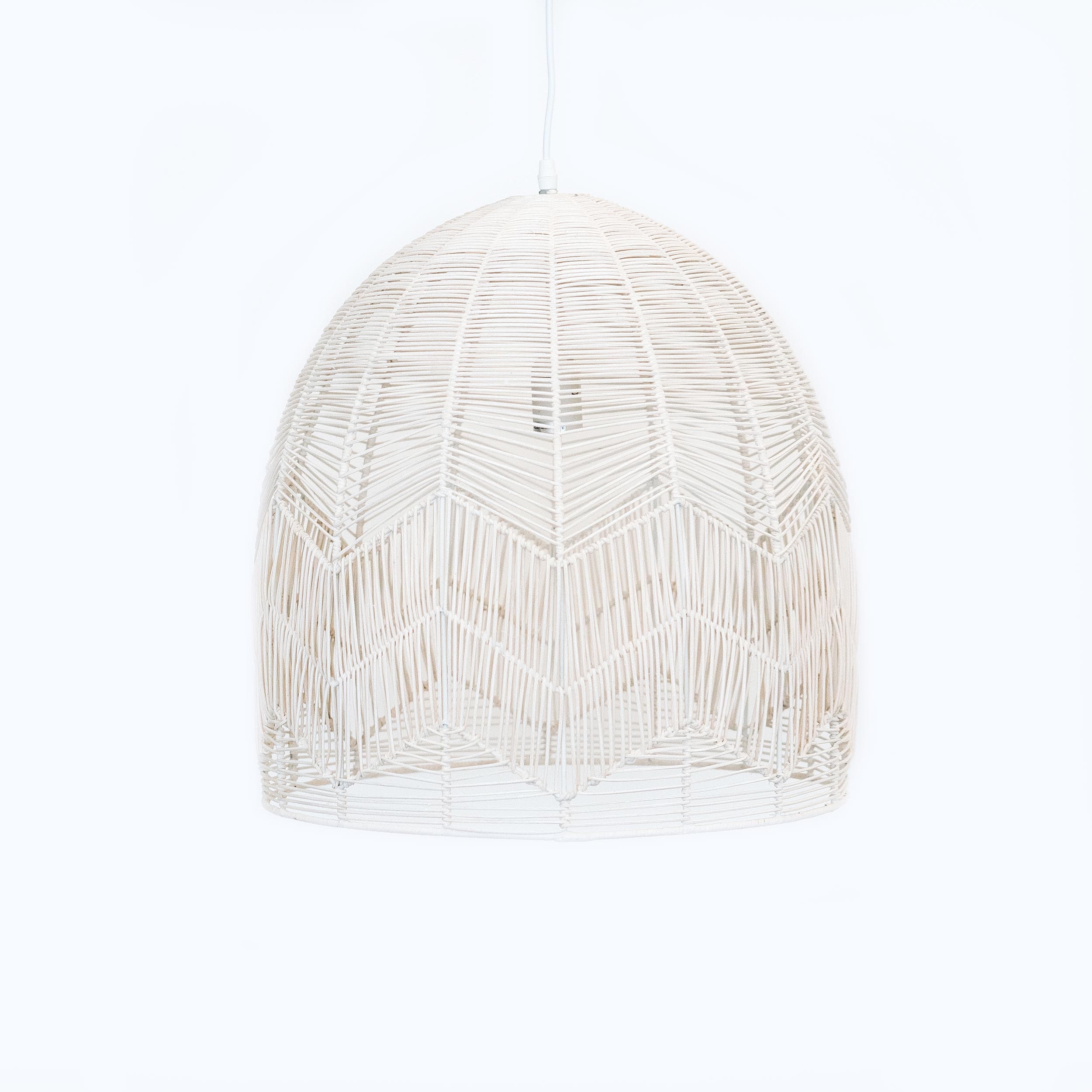 Amalfi Rattan Lace Pendant Light - Whitewash