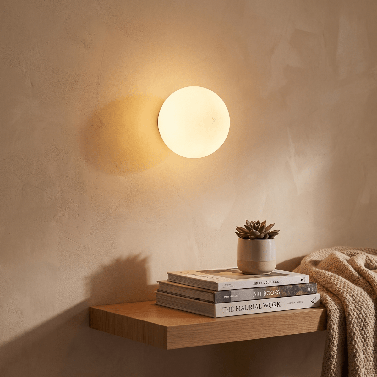 Milky Glass Wall Sconce with Concealed Base - Bauhaus - Interior Craft House -