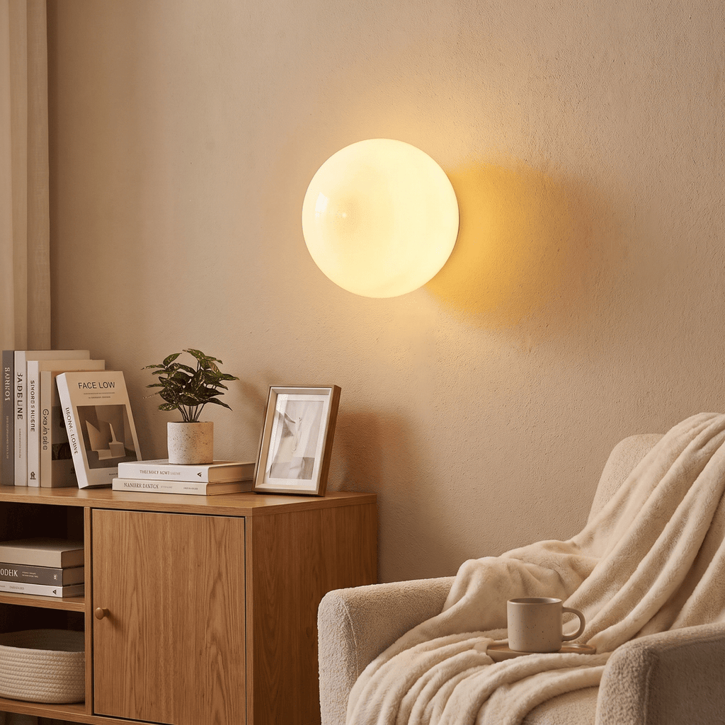 Milky Glass Wall Sconce with Concealed Base - Bauhaus - Interior Craft House -