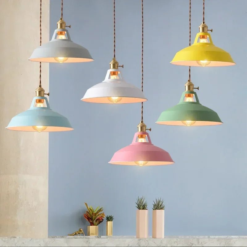 Retro Industrial Metal Pendant Light Colourful Barn Shade - Interior Craft House -