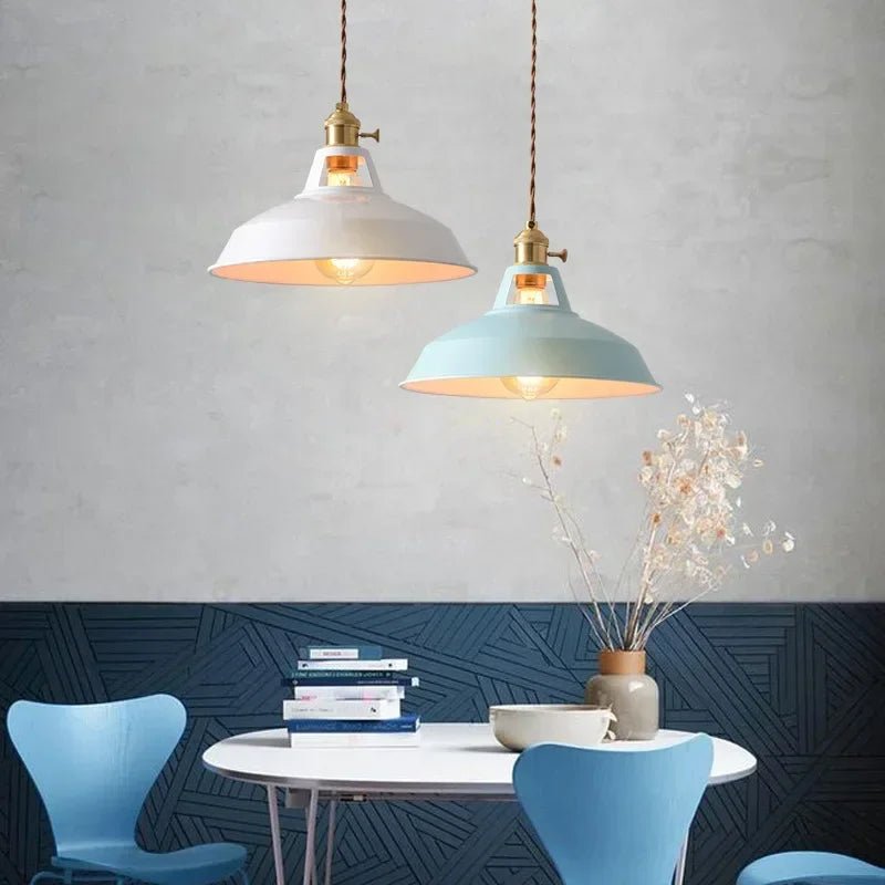 Retro Industrial Metal Pendant Light Colourful Barn Shade - Interior Craft House -