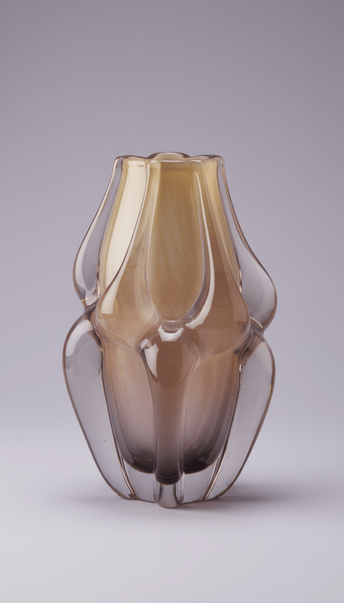 Sculptural Glass Vase With Smoke Tint - Interior Craft House -