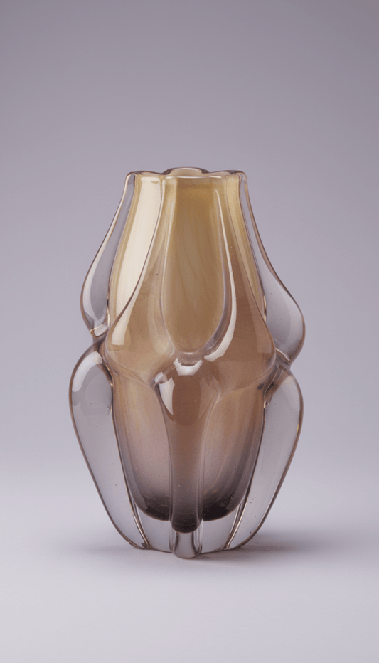 Sculptural Glass Vase With Smoke Tint - Interior Craft House -