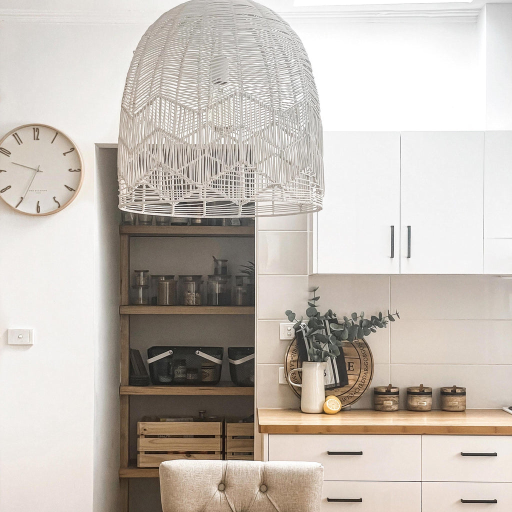 Amalfi Rattan Lace Pendant Light - Whitewash
