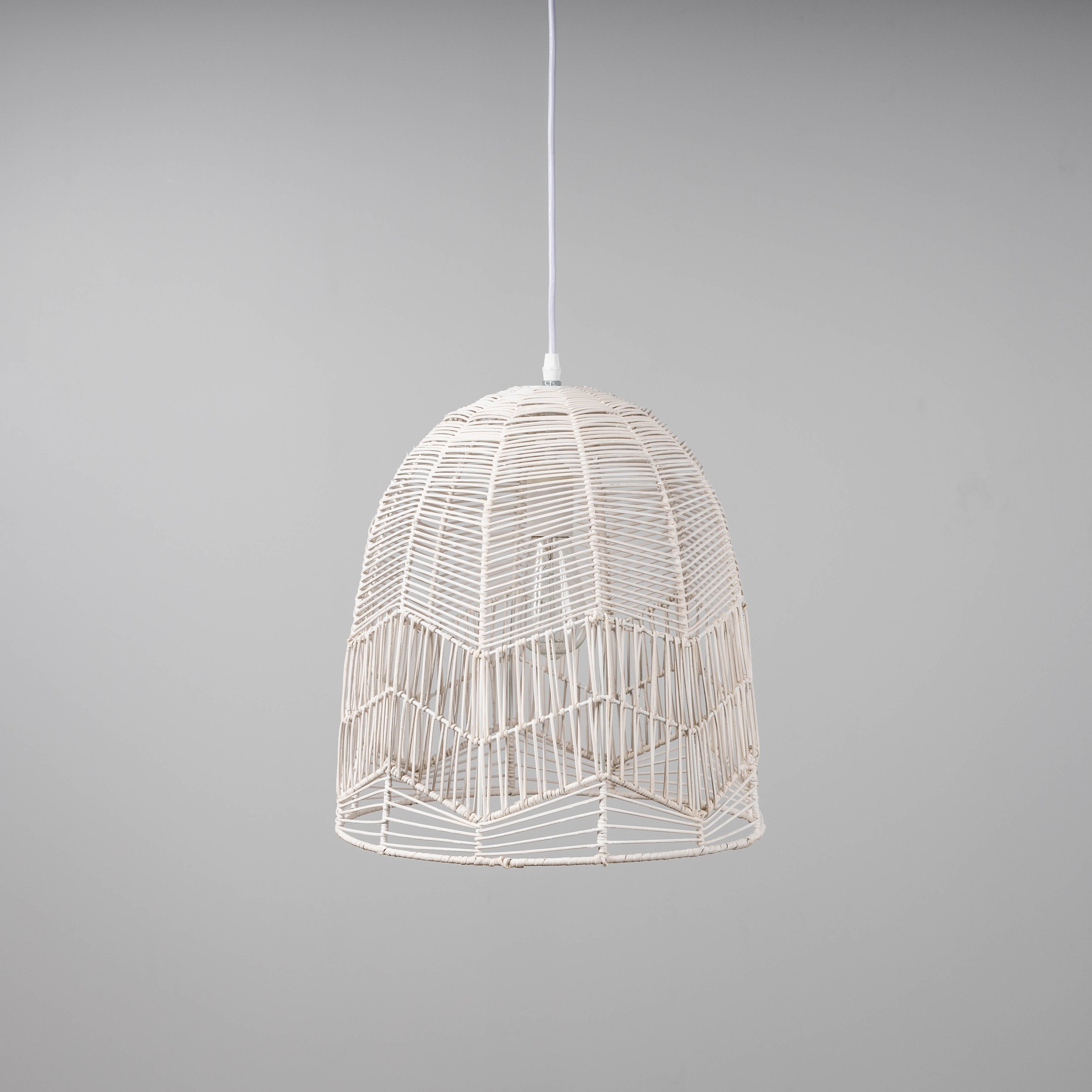Amalfi Rattan Lace Pendant Light - Whitewash
