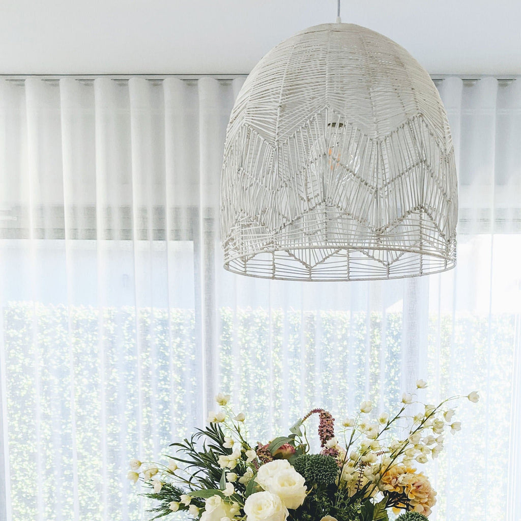 Amalfi Rattan Lace Pendant Light - Whitewash